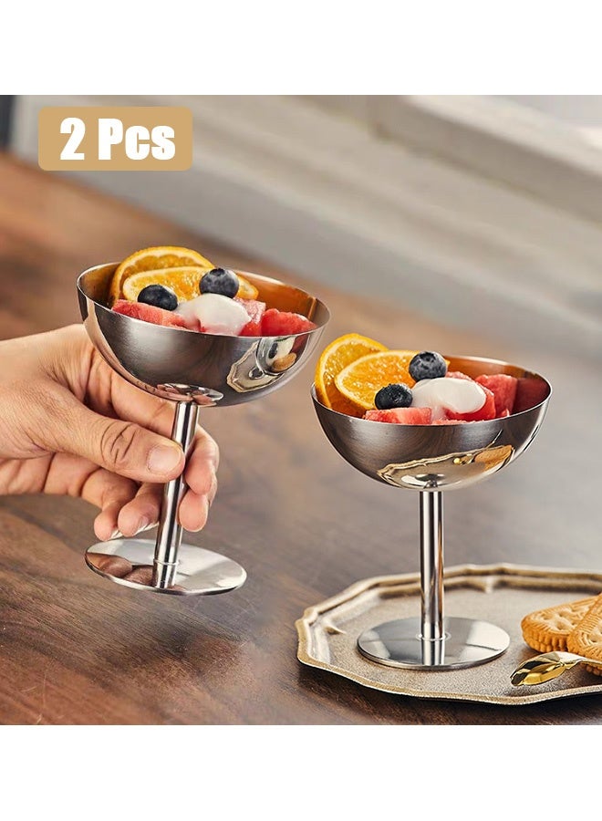 GMORO 2Pcs Dessert Cup, Dessert Bowl, Stainless Steel Dessert Cup, Ice Cream Cup, Pudding Cup, Custard Bowl - Image 1
