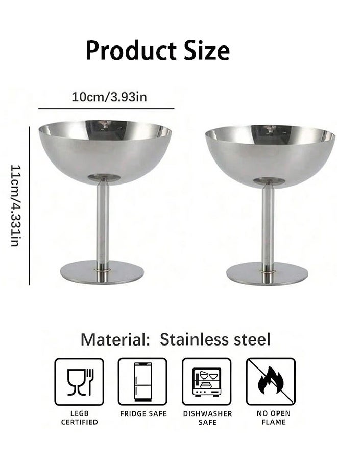 GMORO 2Pcs Dessert Cup, Dessert Bowl, Stainless Steel Dessert Cup, Ice Cream Cup, Pudding Cup, Custard Bowl - Image 4