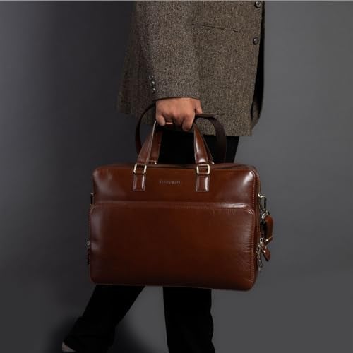 BROWN BEAR Toscana Laptop Bag 02 – Slim Tan Leather Laptop Bags for Men Office Use | 15” Padded Compartment | Adjustable Strap | Compact Design Office Bag For Man | Travel friendly - Image 5