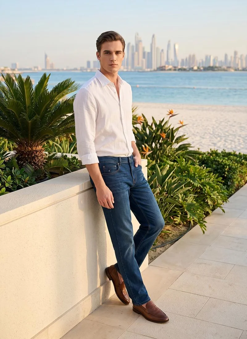 Nautica  Men Regular Fit Five Pocket Denim Jeans for Versatile Styling - Blue for Men | Best Price UAE