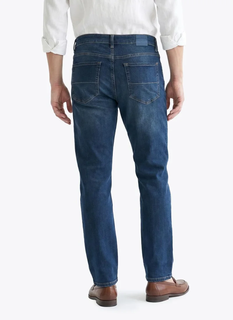 Nautica Men Regular Fit Five Pocket Denim Jeans for Versatile Styling - Blue