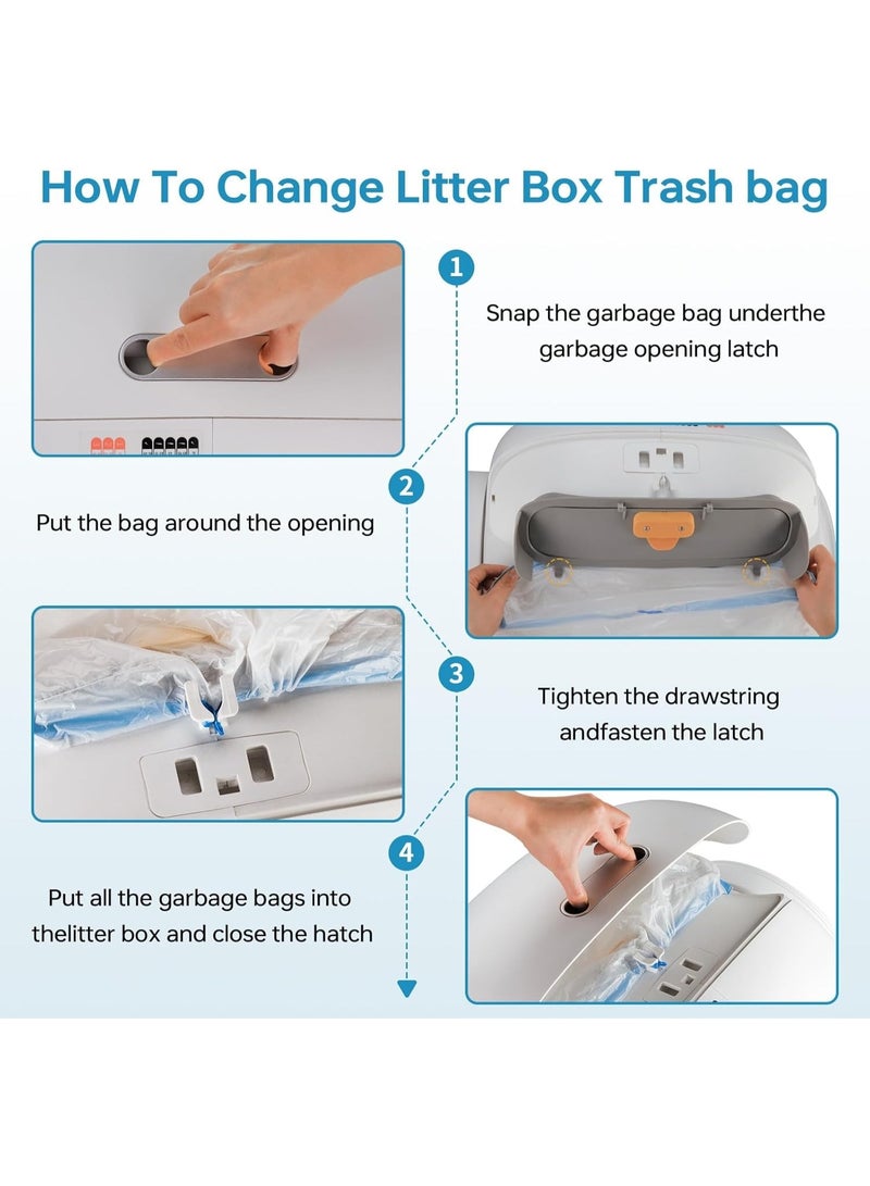 Wownect Self-Cleaning Cat Litter Box, Drawstring Cat Litter Box Liners, 2 Rolls Waste Drawer Liners Bags Replacement Compatible with Self-Cleaning Litter Box Robot Cat Litter Waste Receptacles Bags - Image 3