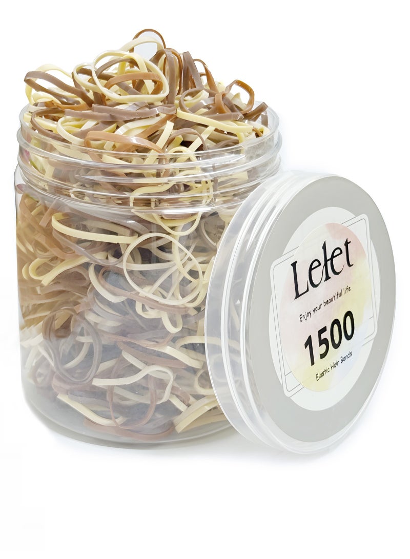 Lelet 1500 Pcs Brown Mini Elastic Hair Ties  – Soft Rubber Bands for Baby Girls & Kids | No Pull Ponytail Holders | Gentle, Durable Polybands - Image 1