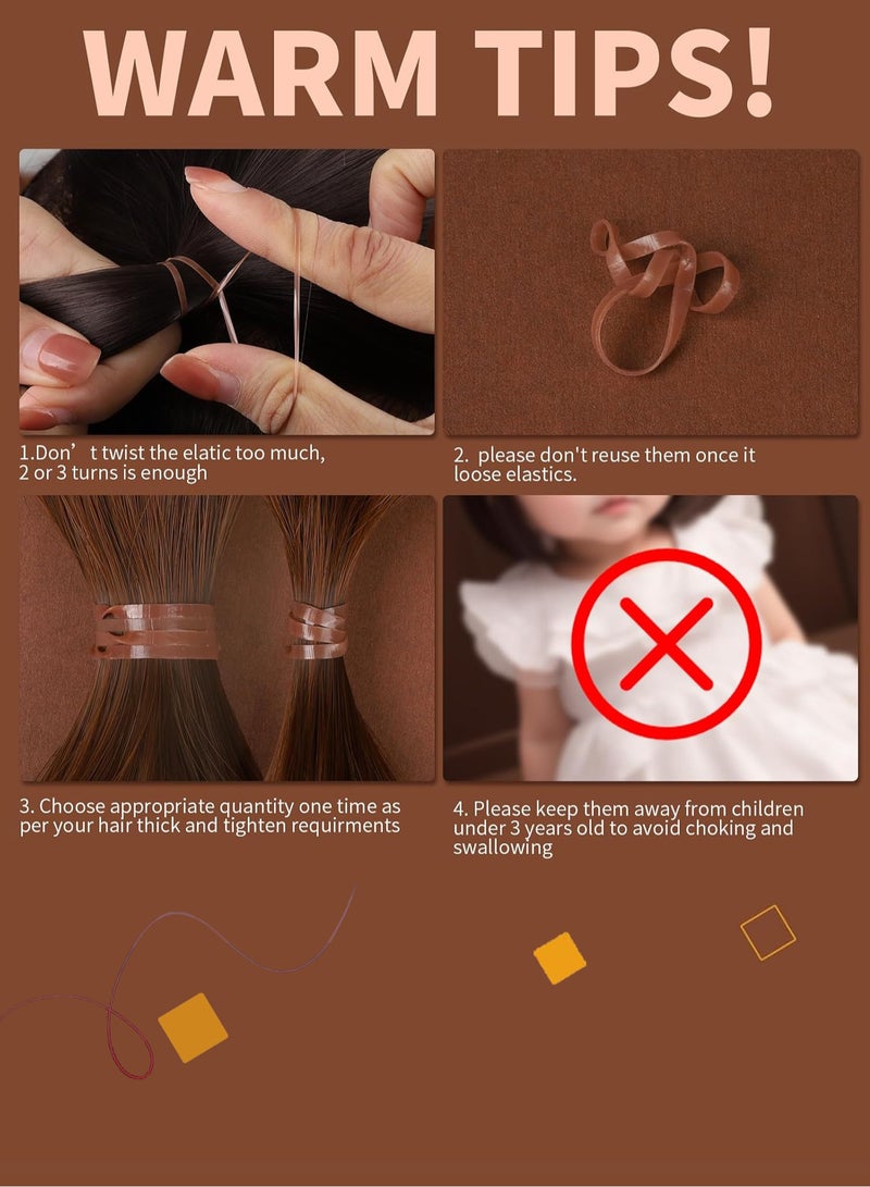 Lelet 1500 Pcs Brown Mini Elastic Hair Ties  – Soft Rubber Bands for Baby Girls & Kids | No Pull Ponytail Holders | Gentle, Durable Polybands - Image 5