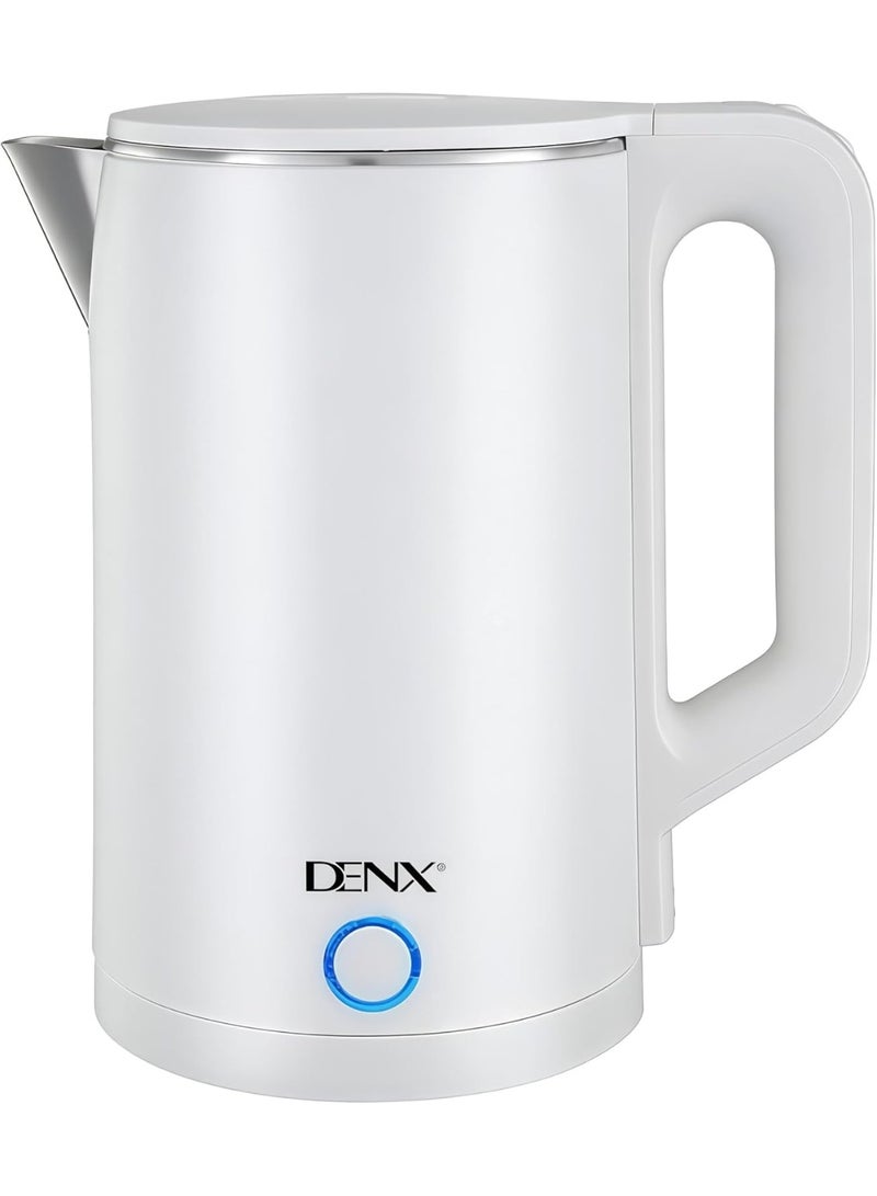دينكس غلاية كهربائية من ستانلس ستيل مقاوم للصدا | سطح مزدوج الطبقات بملمس بارد بسعة 1.8 لتر  تسخين فائق السرعة بقوة 1500 واط | ايقاف تلقائي وحماية من الغليان الجاف , أبيض - Image 1