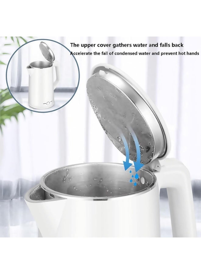 Denx DX2096 Stainless Steel Electric Kettle - 1.8L Capacity & 1500W Fast Boiling - Double-Wall Cool Touch Exterior for Burn Protection - Auto Shut-Off & Boil-Dry Protection - Modern White Design. - Image 5