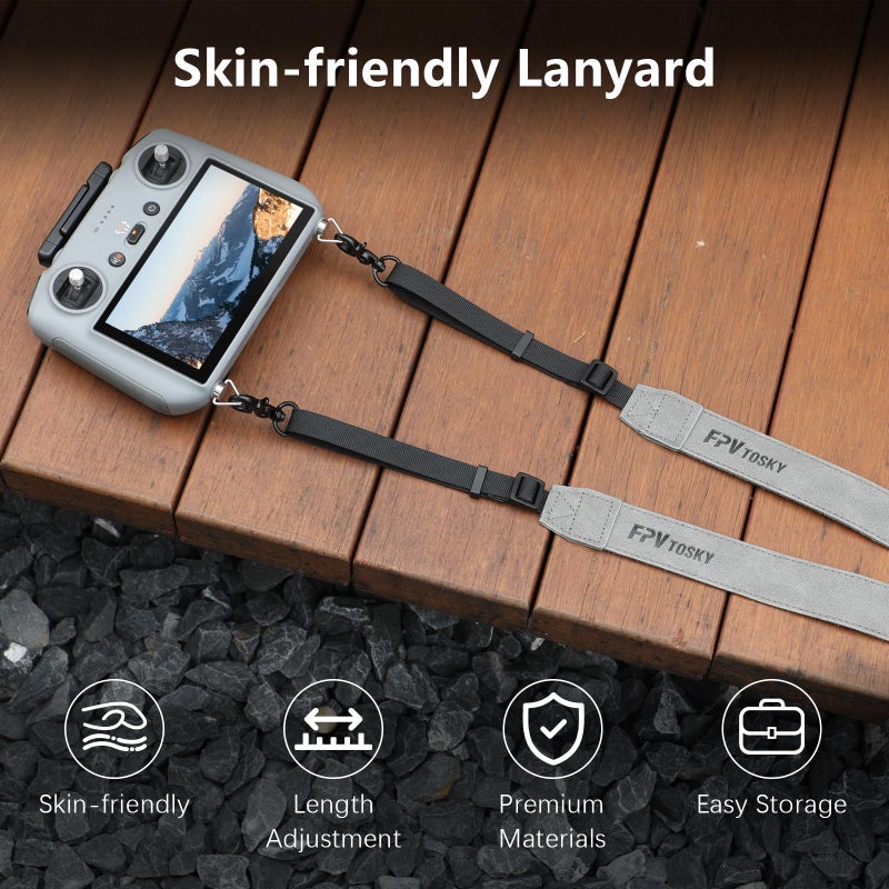 FPVtosky حبل FPVtosky لجهاز التحكم DJI RC و RC 2 و RC Pro، حبل رقبة DJI Mini 4 Pro، حبل جلد ناعم متوافق مع ملحقات DJI Flip/Mini 3 / Mavic 3 / Air 3S / جهاز التحكم عن بعد - Image 3
