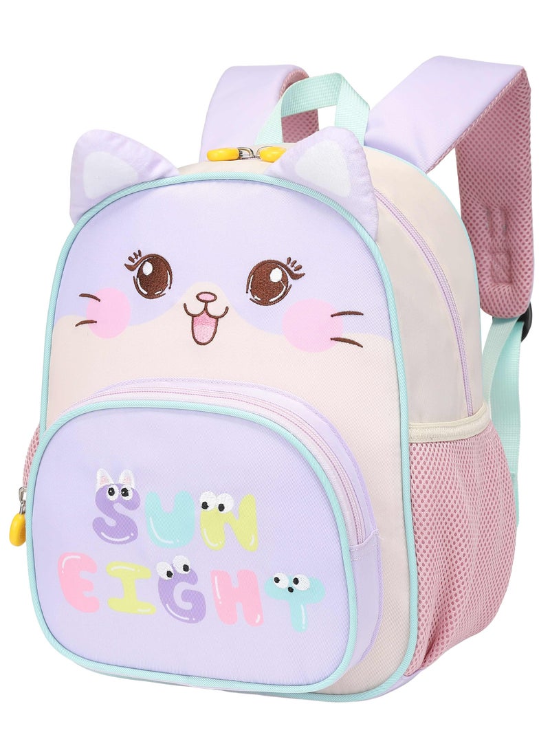 SUN EIGHT Children’s Backpack Water Resistant Light Weight Cute Puppy Cartoon Bag for Preschool Girls and Boys, SE22207, Purple - Image 1