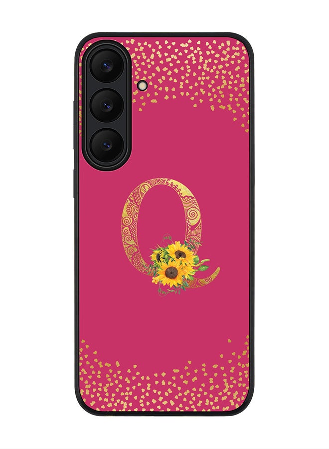 Stylizedd For Samsung Galaxy S25 FE Case,Slim fit Camera Protection, Shockproof Thin Phone cover  - Custom Floral Monogram - Q ( Deep Pink )