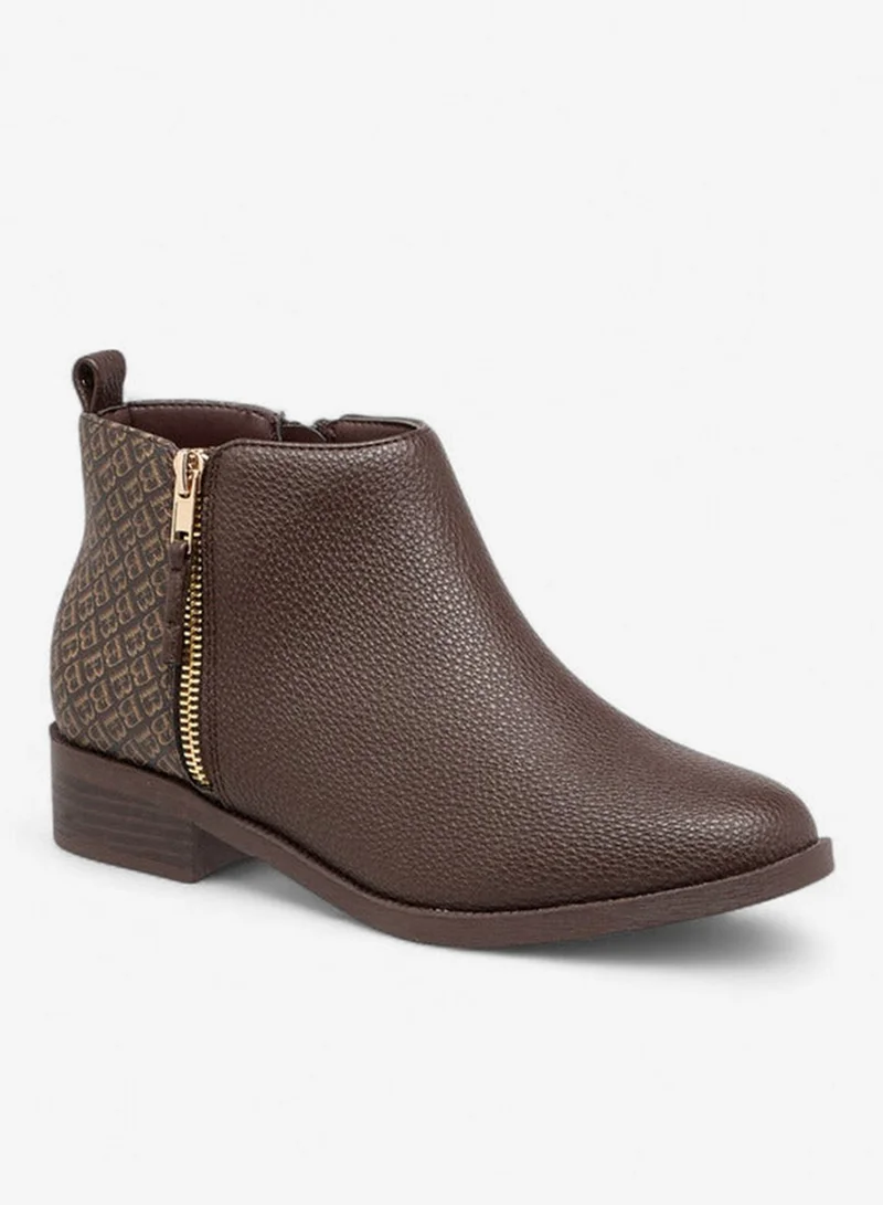 Solid Ankle Boots with Zip Closure