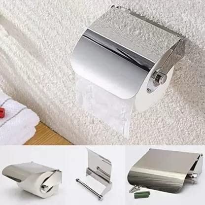 Bosney Stainless Steel Toilet Paper Roll HolderTissue Paper Holder in BathroomKitchen Tissue holderKitchenWall Mount Paper holderBathroom Accessories Wall Mount Chrome - Image 3