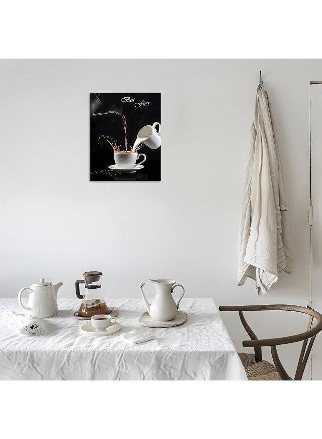 OWNANRTHM Coffee Canvas Wall Art Coffee Bar Wall Art Coffee Bar Signs for Wall But First Coffee Sign Pictures Coffee Poster Kitchen Coffee Painting for Kitchen Dining Room Wall Decor Framed 8X10 inch - Image 5