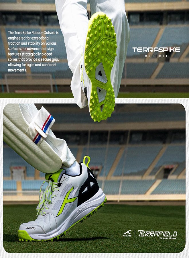HUNDRED Terrafield-Cricket Shoes-White/Lime/Black -(Hkfs-4M026-3-6) - Image 4