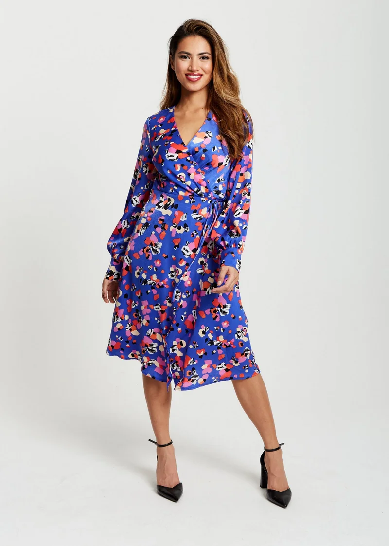 Liquorish Multicolour Abstract Dot Midi Wrap Dress