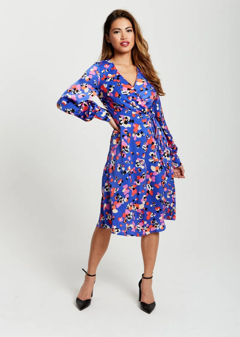 Liquorish Multicolour Abstract Dot Midi Wrap Dress