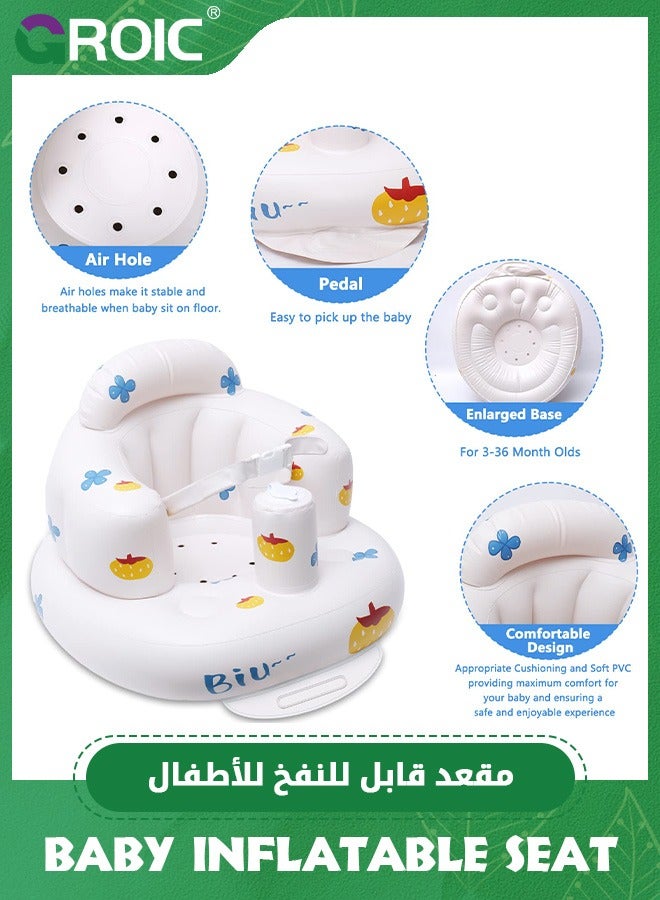GROIC Inflatable Baby Floor Seat, Baby Chair for Sitting Up,Baby Seat, Baby Inflatable Seat, 3-Point Harness Baby Support Seat, Baby Floor Seat with Built in Air Pump - Image 4