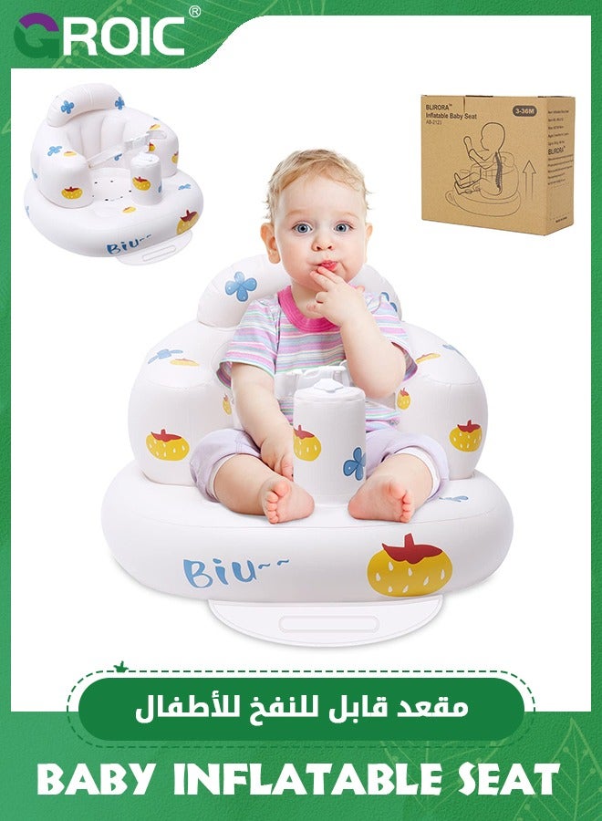 GROIC Inflatable Baby Floor Seat, Baby Chair for Sitting Up,Baby Seat, Baby Inflatable Seat, 3-Point Harness Baby Support Seat, Baby Floor Seat with Built in Air Pump - Image 1