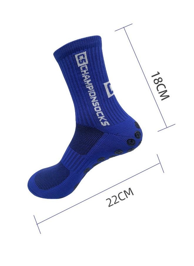 Anti Slip Football Socks, Non-skid Soccer Sock, Trainning Sock, Non Slip Athletic Sock for Men Women（One Pair, Blue)