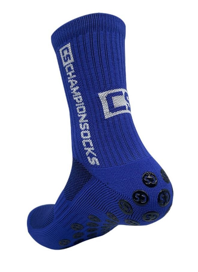 Anti Slip Football Socks, Non-skid Soccer Sock, Trainning Sock, Non Slip Athletic Sock for Men Women（One Pair, Blue)