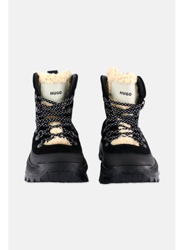 HUGO by Hugo Boss Women Jce Fur Lace Up Ankle Boots, Black  - Image 3