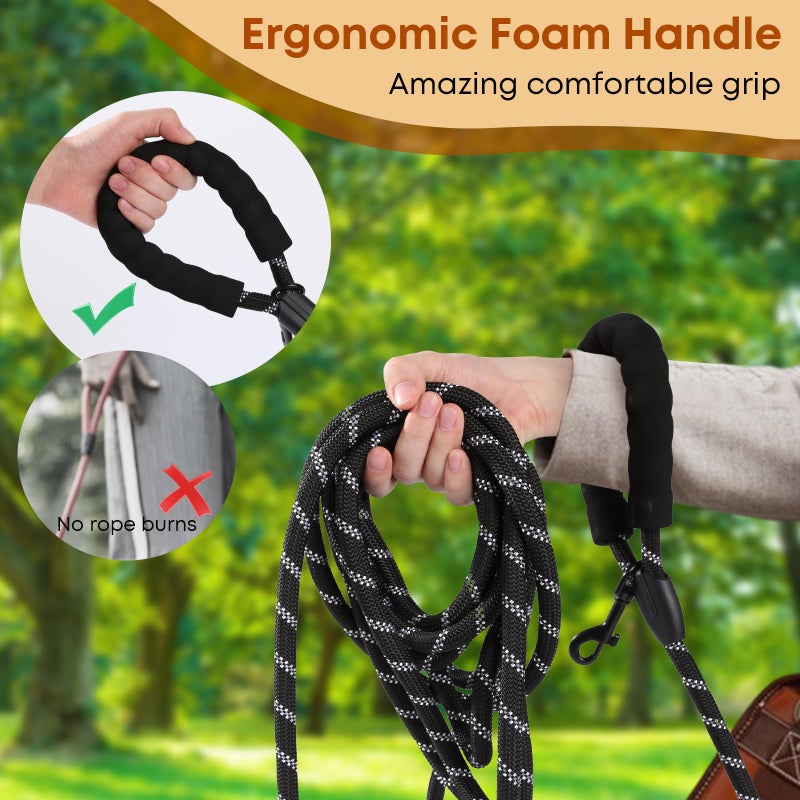 Leterno Long Dog Leash for Dog Training 16/20FT/30FT/50FT/100FT, Reflective Leash with Lockable Hook, Heavy Duty Dogs Lead Tie Out Rope for Large Medium Small Dogs Outside Walking, Playing, Camping, or Yard - Image 5