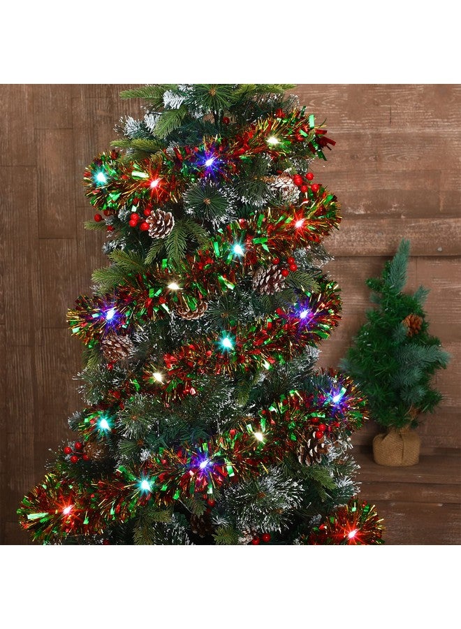 Dingion 39.4 ft Christmas Tinsel Garland Christmas Tree Garland with 120 LED Lights Hanging Christmas Garland Xmas Tinsel Garland for Home Decor(Red, Green, Gold Garland, Colorful Light) - Image 5