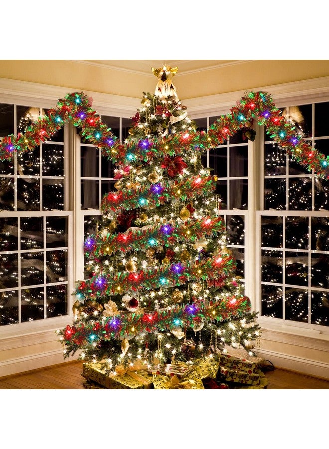 Dingion 39.4 ft Christmas Tinsel Garland Christmas Tree Garland with 120 LED Lights Hanging Christmas Garland Xmas Tinsel Garland for Home Decor(Red, Green, Gold Garland, Colorful Light) - Image 4