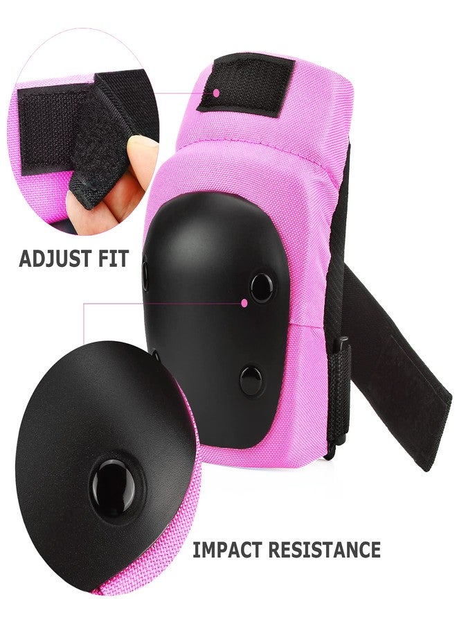 Banzk Adult/Child Knee Pads Elbow Pads Wrist Guards 3 in 1 Protective Gear Set for Skateboarding Inline Roller Biking Roller Skating Cycling Outdoor Sports Pink L - Image 3