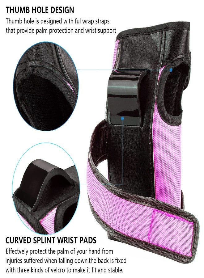 Banzk Adult/Child Knee Pads Elbow Pads Wrist Guards 3 in 1 Protective Gear Set for Skateboarding Inline Roller Biking Roller Skating Cycling Outdoor Sports Pink L - Image 2