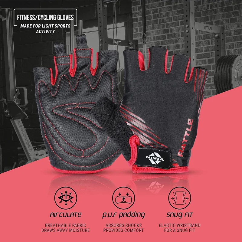 نيفيا Nivia Rattle Sports Gloves - Large, Black