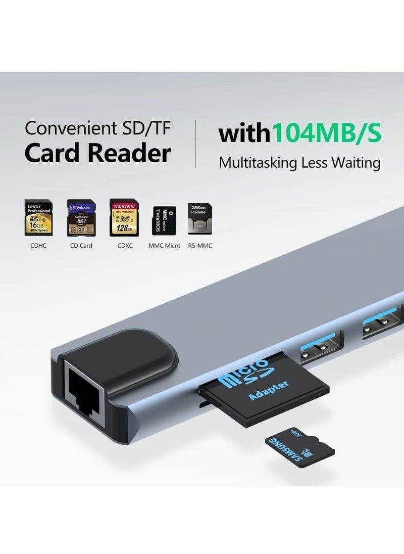 MIGOFAST - USB C Hub, 8 in 1 Type C Hub Multiport Adapter with 4K HDMI, PD Power Delivery, USB-C, Ethernet, 2 USB, SD/TF Card Reader Compatible with Mac Book Pro XPS and More Type C Devices - Image 1