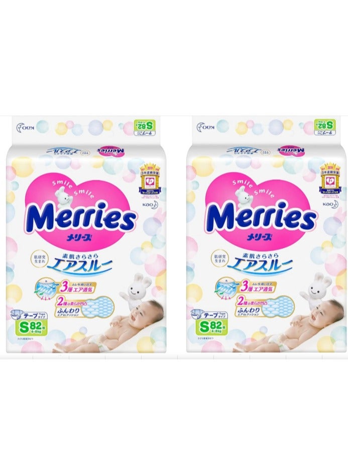 Merries Kao Diapers  S82 4-8kg ,Pack of 2 - Image 1