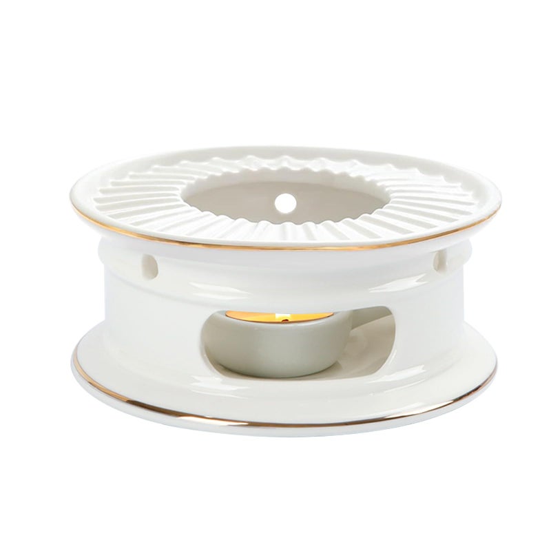 KAYCROWN Teapot Warmer Ceramic Tea Warmer with Tealight Holder Teapot Heater for Heating Coffee Milk Tea Light Heater Candle Warmer White