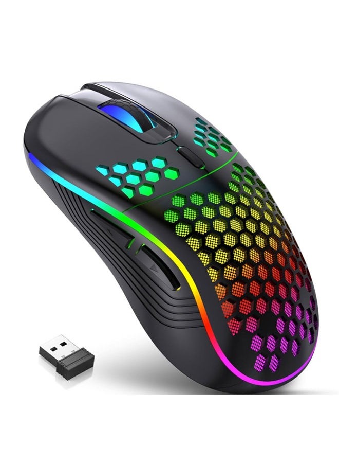 Wireless Gaming Mouse  Rechargeable RGB Backlight USB Receiver 7 Buttons Adjustable DPI  (Black)  - Image 1
