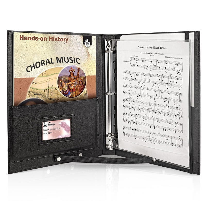 tutata Choral Music Holder, Sheet Music Folder with Handle and Strap, Sheet Music Binder, for Choir Singer, Stage Performance, Black - Image 1