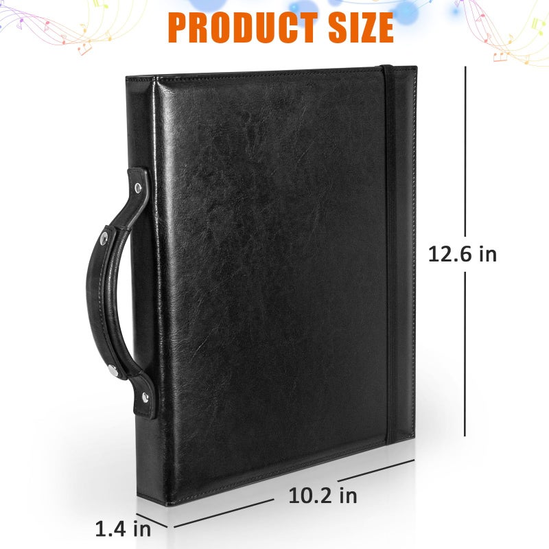 tutata Choral Music Holder, Sheet Music Folder with Handle and Strap, Sheet Music Binder, for Choir Singer, Stage Performance, Black - Image 4
