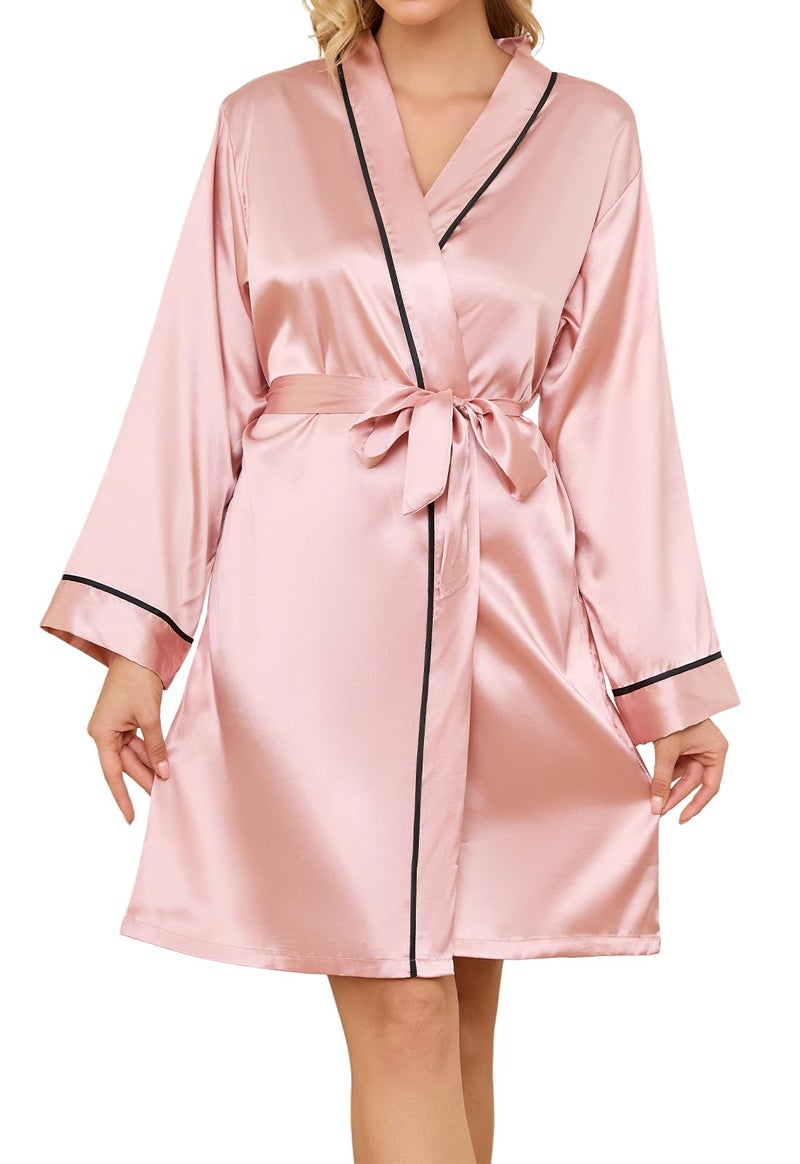 DingCo Satin Robes for Women Elegant Satin Kimono Silk Bathrobe for Wedding, Bridal Party, Silk Sleepwear, and Loungewear, XL - Image 1