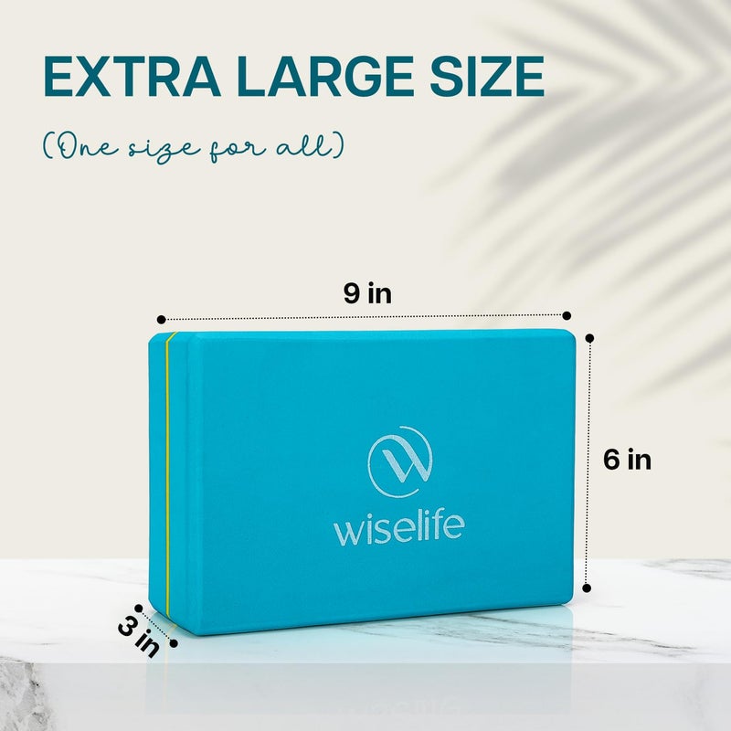 WISELIFE Teal Yoga Pro Block | Brick, High-Density Premium EVA Foam Material, Soft Surface for balance, Yoga Props For Strength Training Exercise (Set of 1, Extra Large Size) - Image 2