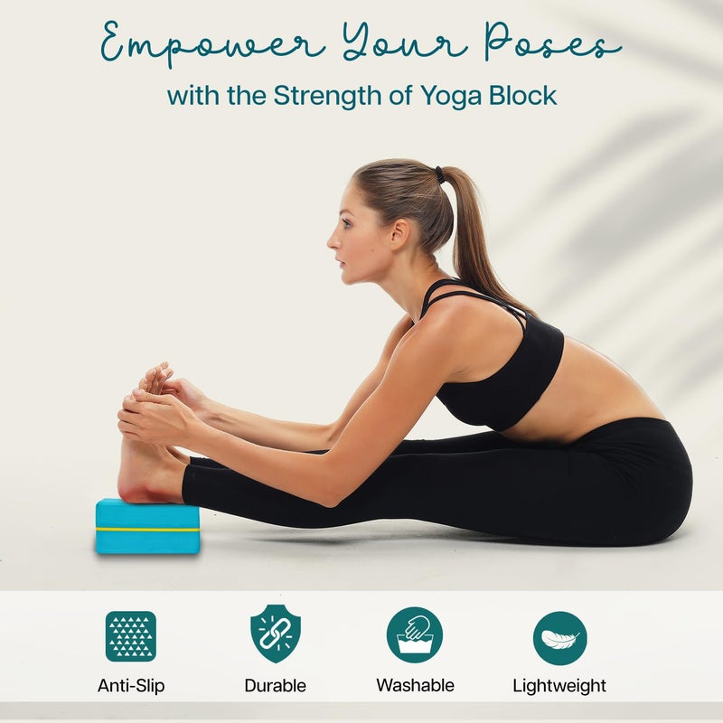 WISELIFE Teal Yoga Pro Block | Brick, High-Density Premium EVA Foam Material, Soft Surface for balance, Yoga Props For Strength Training Exercise (Set of 1, Extra Large Size) - Image 3