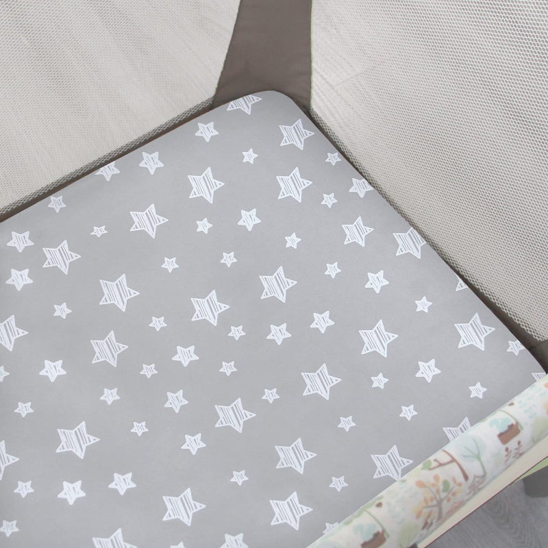 Moonsea Pack and Play Sheets, 2 Pack Mini Crib Sheets, Stretchy Playard Fitted Sheet, Compatible with Graco Pack n Play, Soft and Breathable Material, Grey & Black - Image 2