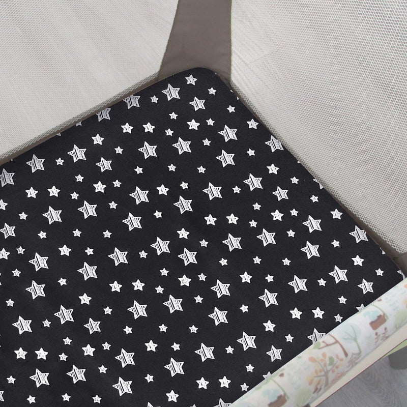Moonsea Pack and Play Sheets, 2 Pack Mini Crib Sheets, Stretchy Playard Fitted Sheet, Compatible with Graco Pack n Play, Soft and Breathable Material, Grey & Black - Image 3