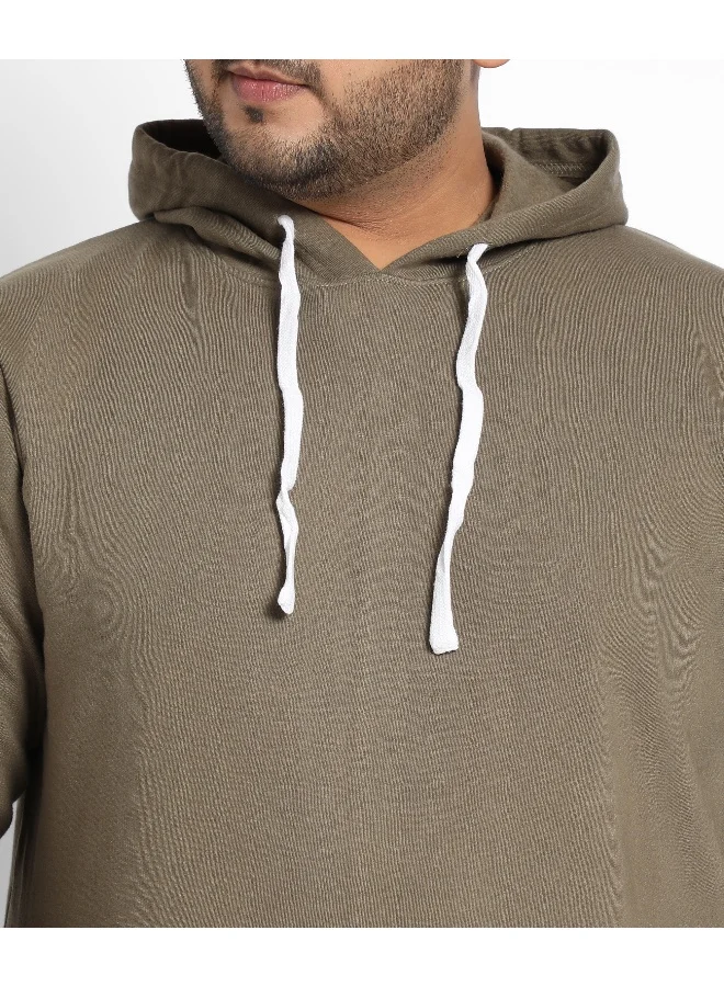 Instafab Plus Instafab Plus Men's Olive Green Basic Hoodie With Kangaroo Pocket