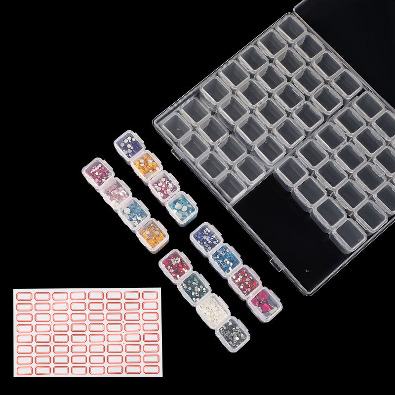 Ecurfu 56 Slots Diamond Painting Storage Containers, 56 Girds 1 Pack, Bead Storage Containers, Diamond Art Organizer Box, Diamond Painting Accessories, Embroidery Storage with Label Stickers - Image 1