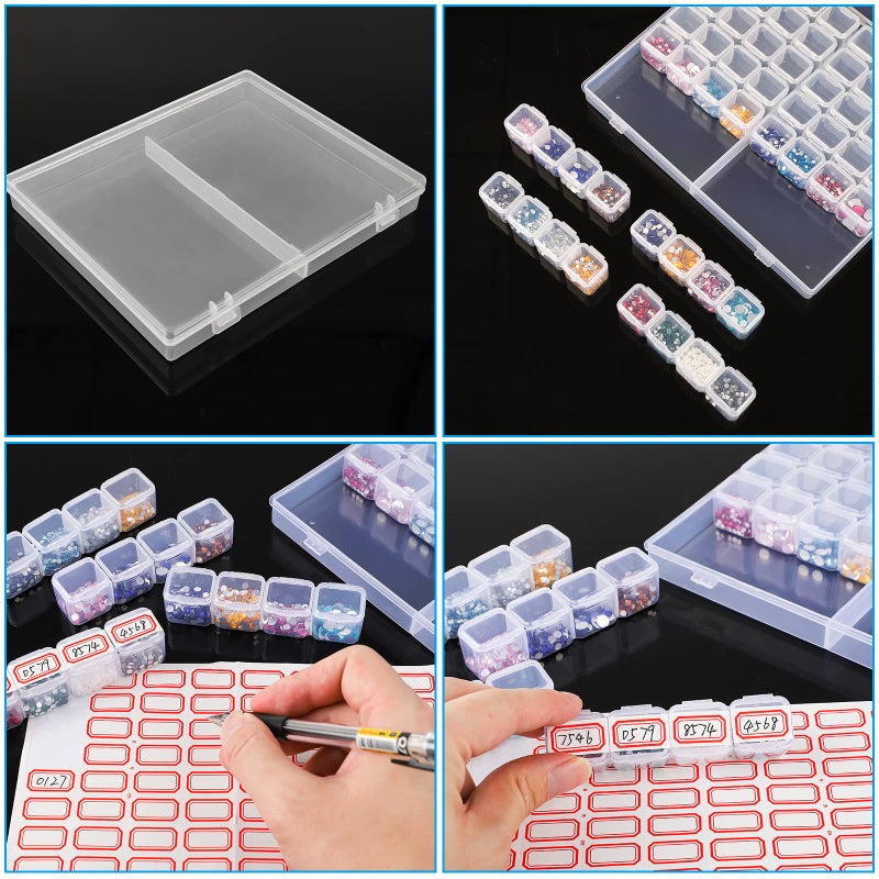 Ecurfu 56 Slots Diamond Painting Storage Containers, 56 Girds 1 Pack, Bead Storage Containers, Diamond Art Organizer Box, Diamond Painting Accessories, Embroidery Storage with Label Stickers - Image 3