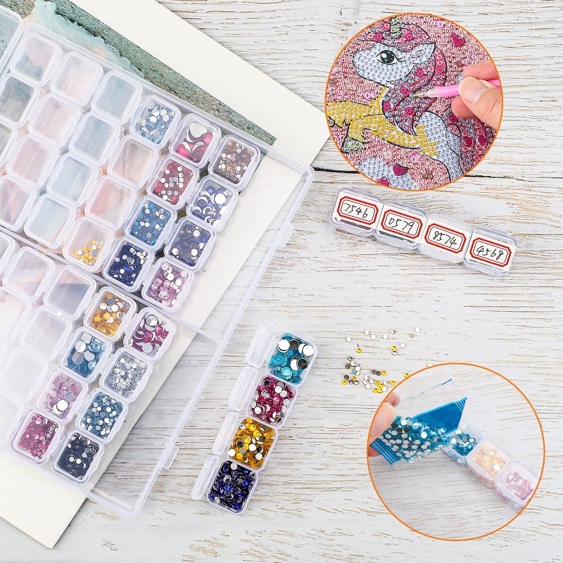 Ecurfu 56 Slots Diamond Painting Storage Containers, 56 Girds 1 Pack, Bead Storage Containers, Diamond Art Organizer Box, Diamond Painting Accessories, Embroidery Storage with Label Stickers - Image 5