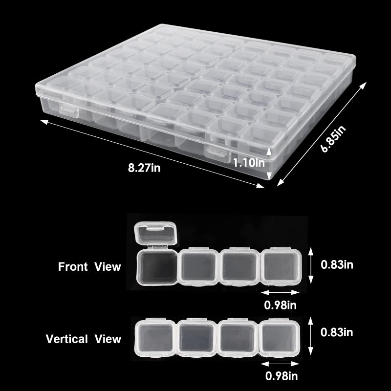 Ecurfu 56 Slots Diamond Painting Storage Containers, 56 Girds 1 Pack, Bead Storage Containers, Diamond Art Organizer Box, Diamond Painting Accessories, Embroidery Storage with Label Stickers - Image 2