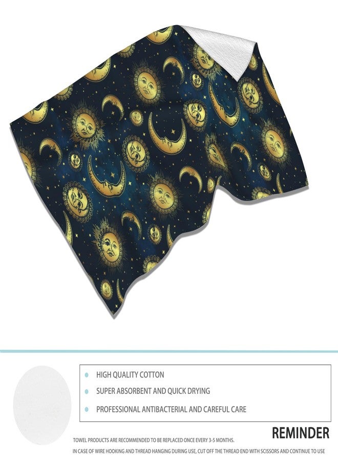 CXULIN 2 Pack Hand Towels for Bath,Boho Celestial Moon Sun Decorative Towels Highly Absorbent Soft Towels for Bathroom Beach Kitchen Spa Gym Face Towel 14x28 Inch - Image 3