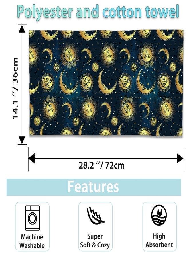CXULIN 2 Pack Hand Towels for Bath,Boho Celestial Moon Sun Decorative Towels Highly Absorbent Soft Towels for Bathroom Beach Kitchen Spa Gym Face Towel 14x28 Inch - Image 2