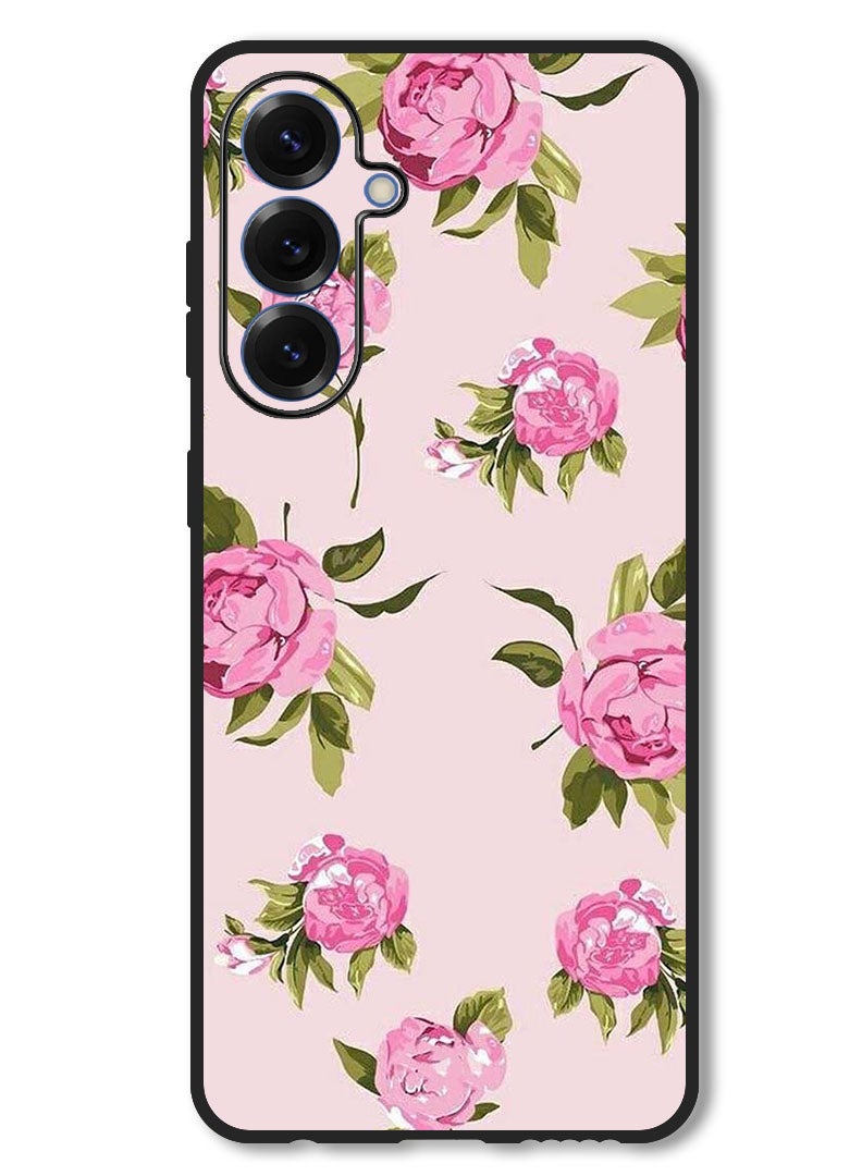 Theodor Case Compatible with Samsung Galaxy A36 Protection Shockproof Bumper Cover Hand Painting Pink Flower - Image 1