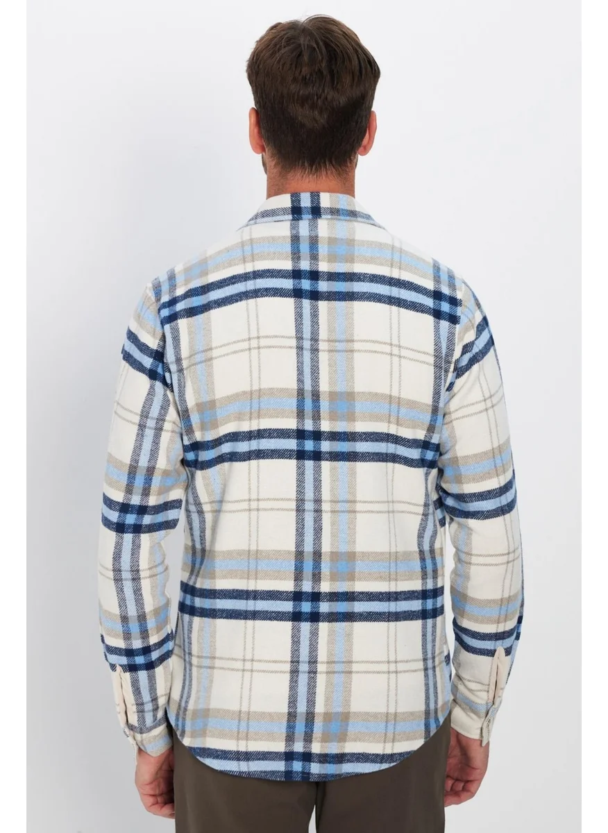 Tudors Slim Fit Flap Single Pocket Snap Button Plaid Lumberjack Men's Shirt